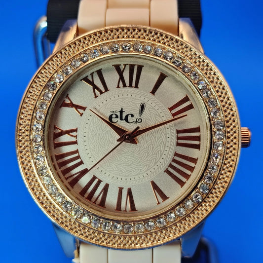 Vintage 2011 Rue21 ETC! Crystal Roman Numeral 40mm Women's Quartz Watch Restored