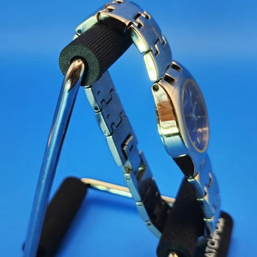Vintage 2002 Fossil Emerald Blue Dial 28mm Women's Quartz Watch Fully Restored