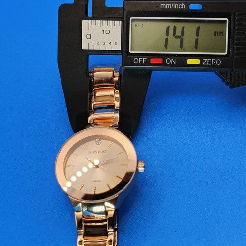 2017 Ellen Tracy NY Genuine Diamond Rose Gold 32mm Women's Quartz Luxury Watch