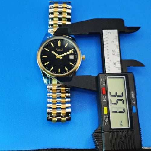 Vintage 1997 Pulsar by Seiko Date Two Tone 36mm Mens Quartz Dress Watch Restored