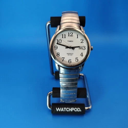Vintage 2003 Timex Indiglo Easy Reader Date 35mm Mens Quartz Watch Stretch Band