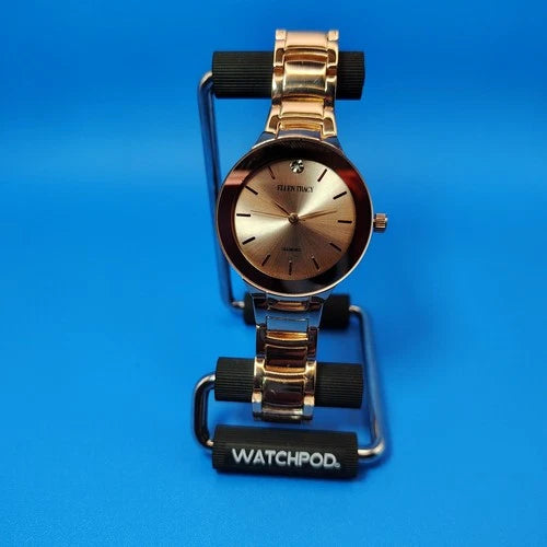 2017 Ellen Tracy NY Genuine Diamond Rose Gold 32mm Women's Quartz Luxury Watch