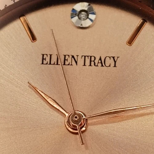 2017 Ellen Tracy NY Genuine Diamond Rose Gold 32mm Women's Quartz Luxury Watch