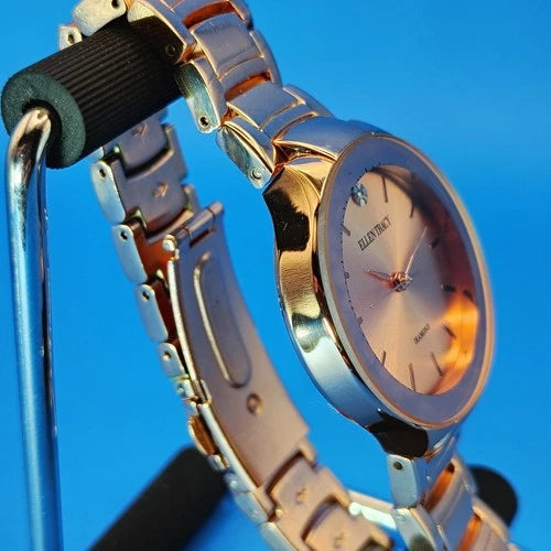 2017 Ellen Tracy NY Genuine Diamond Rose Gold 32mm Women's Quartz Luxury Watch