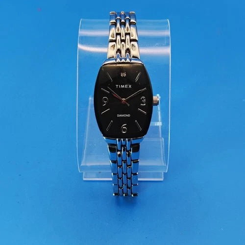 Vintage 2001 Timex Genuine Diamond Tonneau 32mm Women's Quartz Dress Watch Resto