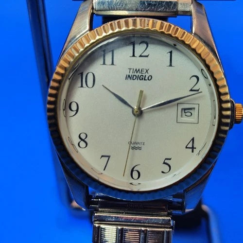 Vintage 2012 Timex Indiglo Date 33mm Mens Quartz Watch Fully Restored