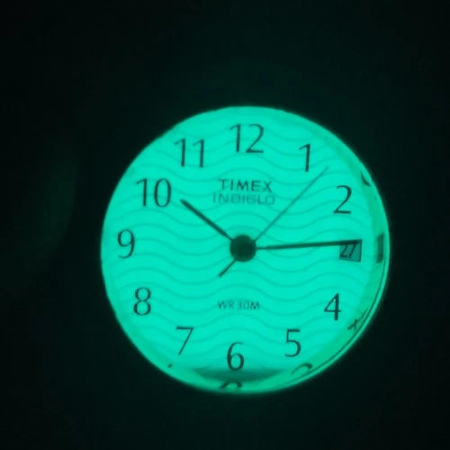 Vintage 1998 Timex Indiglo Wave Dial 25mm Women's Quartz Field Watch Restored
