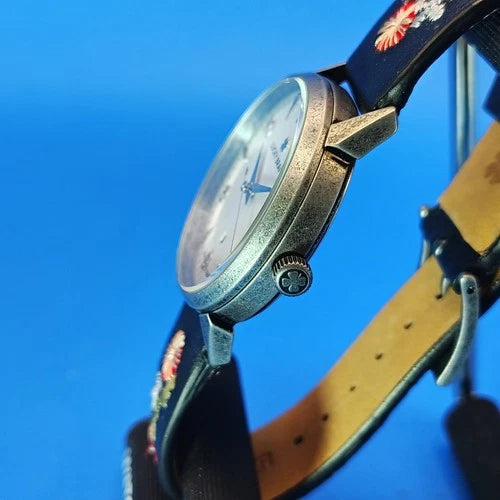 2019 Lucky Brand & Co Flowers Embroidered Strap 34mm Women's Quartz Watch Mint