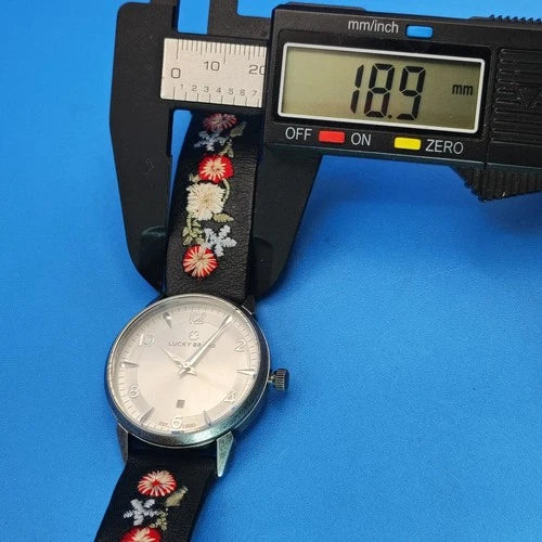2019 Lucky Brand & Co Flowers Embroidered Strap 34mm Women's Quartz Watch Mint