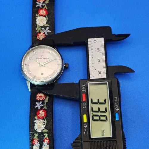 2019 Lucky Brand & Co Flowers Embroidered Strap 34mm Women's Quartz Watch Mint