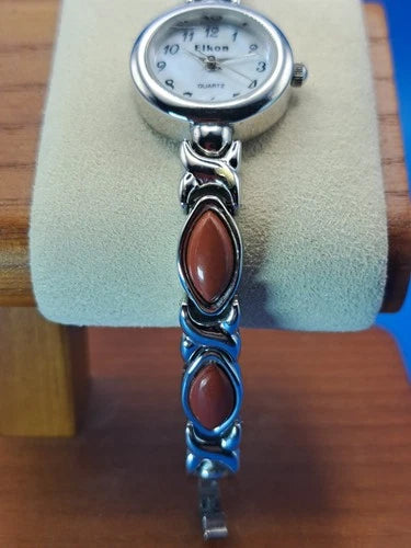 Vintage 1992 Eikon Mother of Pearl Cat Eye 22mm Women's Quartz Watch Restored