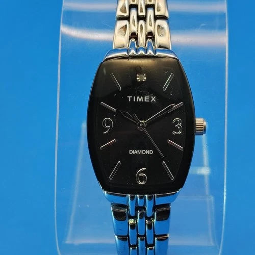 Vintage 2001 Timex Genuine Diamond Tonneau 32mm Women's Quartz Dress Watch Resto