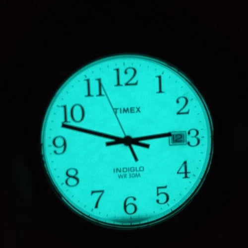 Vintage 2003 Timex Indiglo Easy Reader Date 35mm Mens Quartz Watch Stretch Band