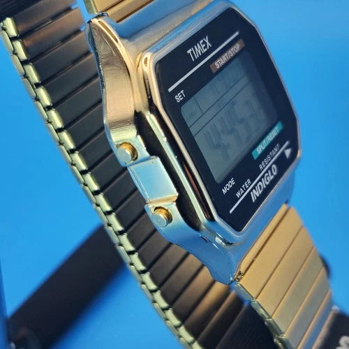 Vintage 2010 Timex Indiglo TW5 38mm Mens Digital Sports Watch Triple GOLD Retro